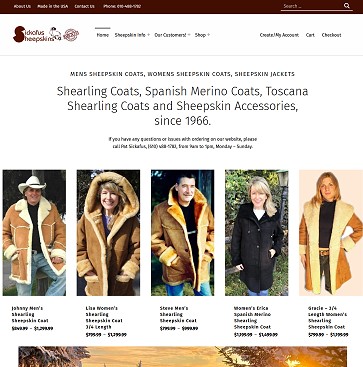 Screenshot of Sickafus Sheepskin website